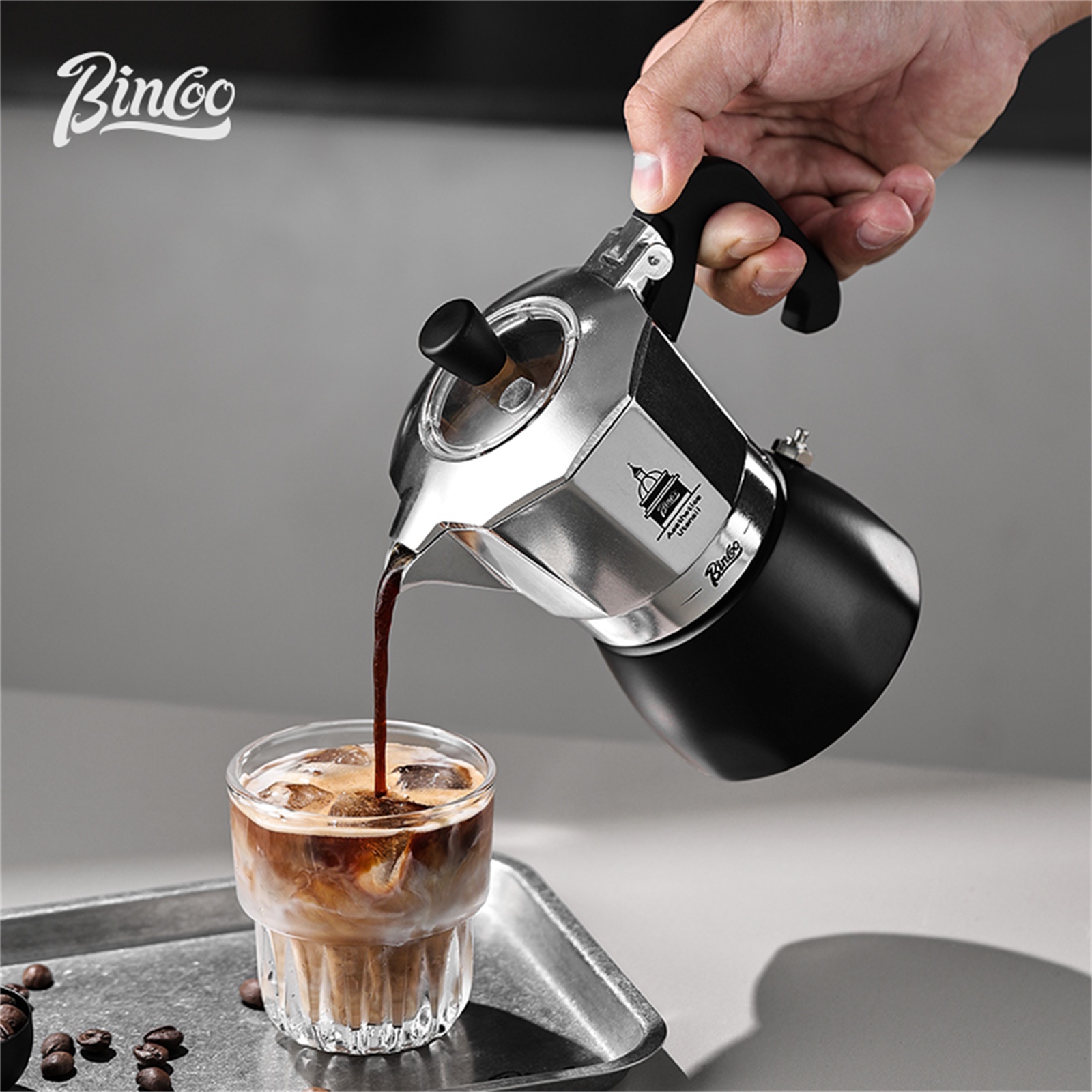 Coffee Equipment Brands - BINCOO ダブルバルブモカポット、エスプレッソ抽出コーヒーメーカー、ポータブルホームマシンモカポット、屋外使用バリスタアクセサリー