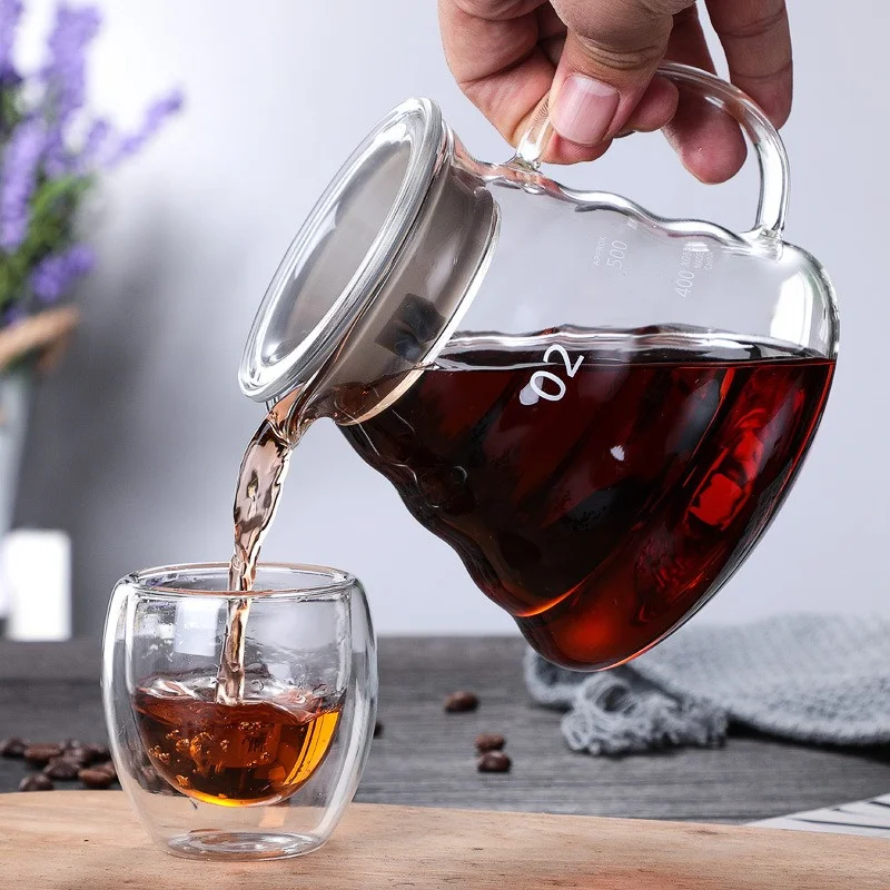Coffee Equipment Brands - 蓋付きの手作りコーヒーカラフ,透明なガラスのやかん,共有ポット,カラフメーカーの付属品,350 600 800ml