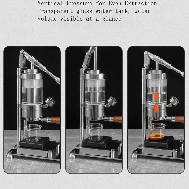 Pressure Gauge Espresso - 手動レバーエスプレッソマシン ステンレス製 ハンドプルコーヒーメーカー 圧力計付き 家庭用バリスタ向け