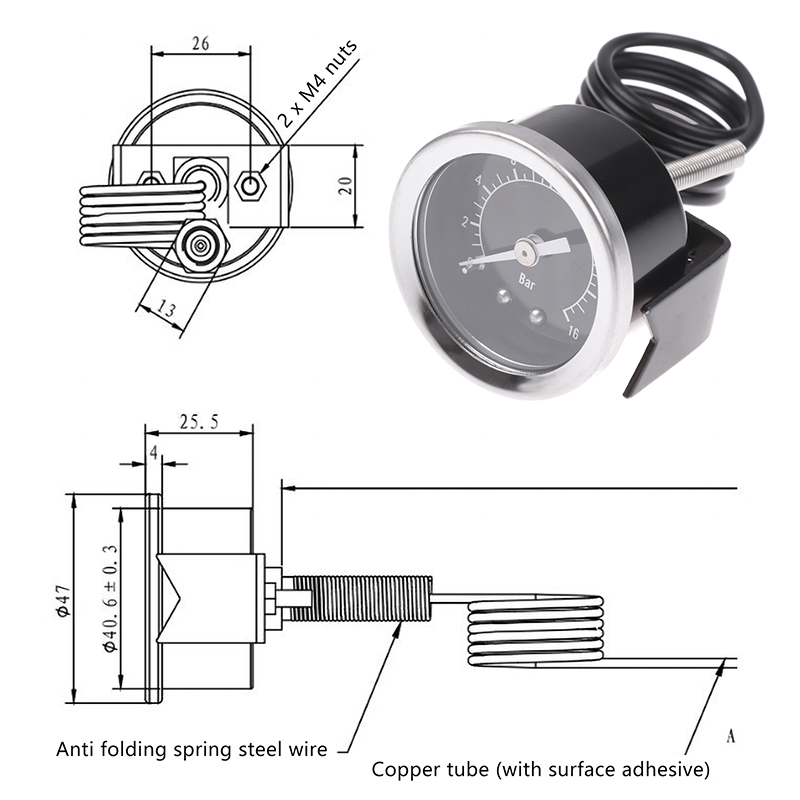16バール エスプレッソマシン 圧力計 Y40 スチームジェ - Pressure Gauge Espresso のレビューと価格