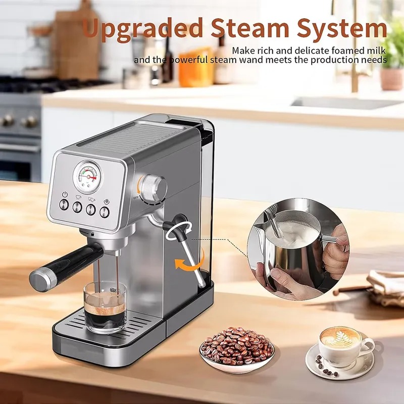 プロ仕様の家庭用機械式エスプレッソマシン 20バール セミオ - Pressure Gauge Espresso のレビューと価格